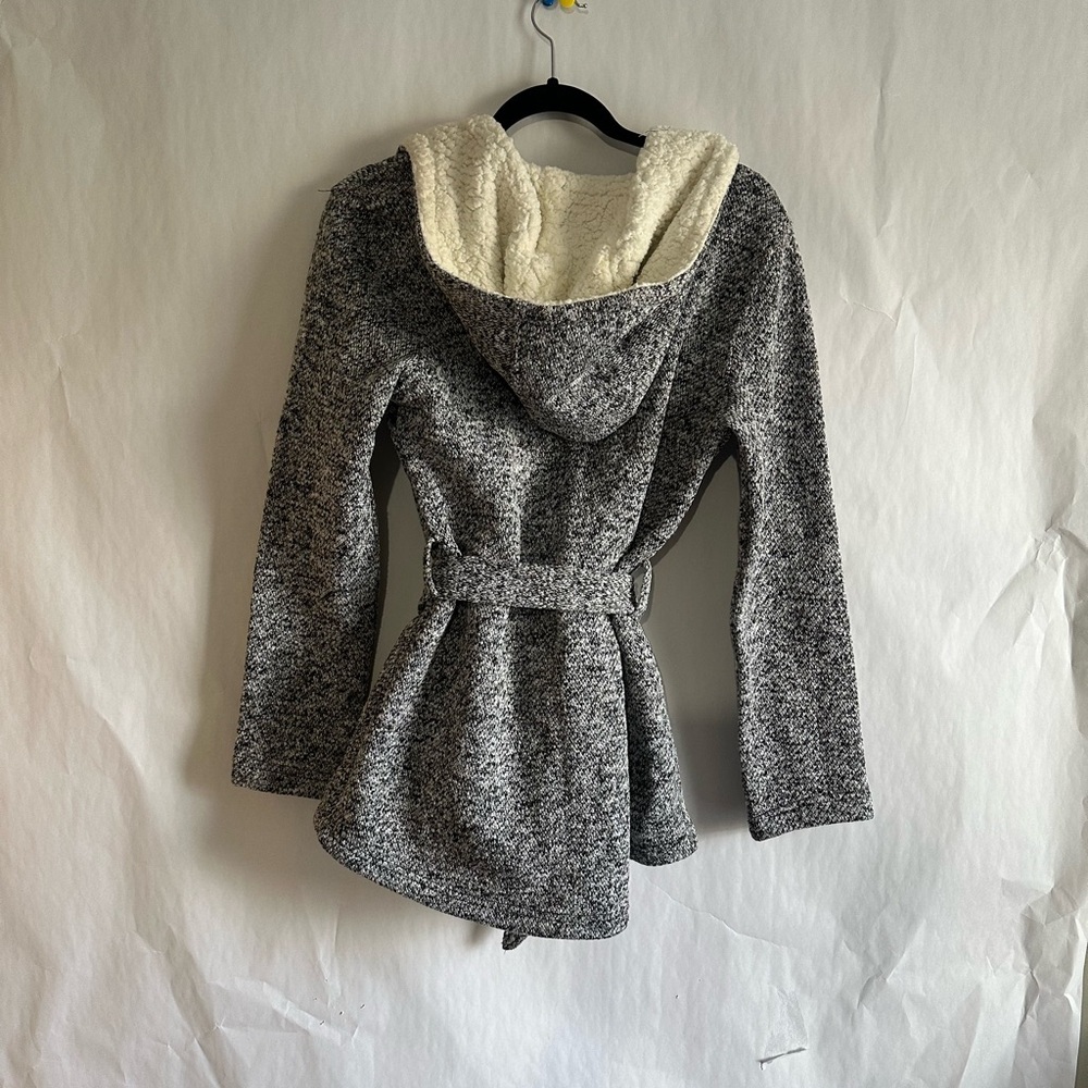 Gray Hooded Belted Cardigan - Picture 2 of 3